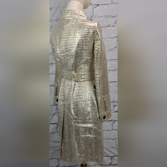 Burberry Prorsum Women's Trench Coat Jacket Gold Metallic  Italy XS 0 US 36 IT - Picture 9 of 16